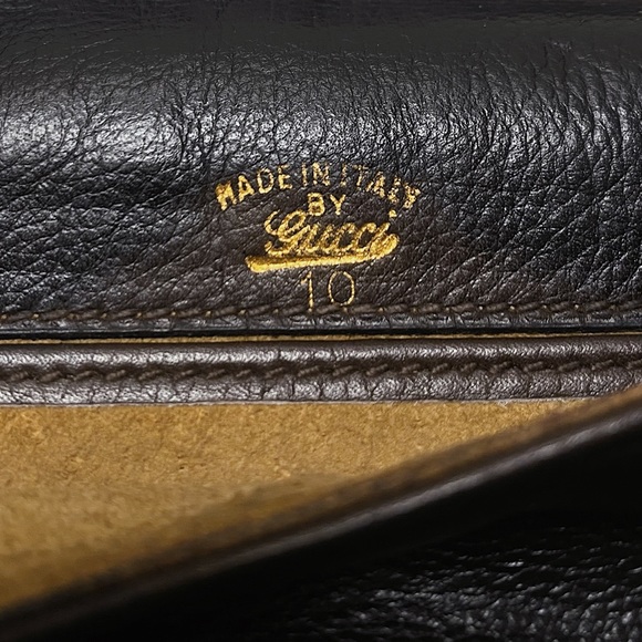 Gucci 1970’s Blondie Black Leather Gold Plated GG Logo Clutch Bag Italy - Picture 8 of 12